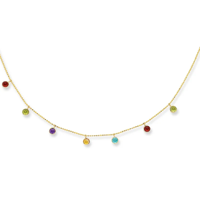 Simple necklaces and pendants with bar pendants for a sleek modern design-14K Gold Semi-Precious Necklace