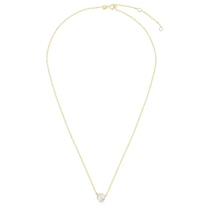 Elegant necklaces and pendants with diamond accents for added sparkle-14K Gold & White Topaz Solitaire Necklace