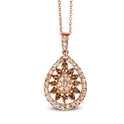 Stunning necklaces and pendants with aquamarine stones for a serene effect-14K R/G PEND 0.748 DIA