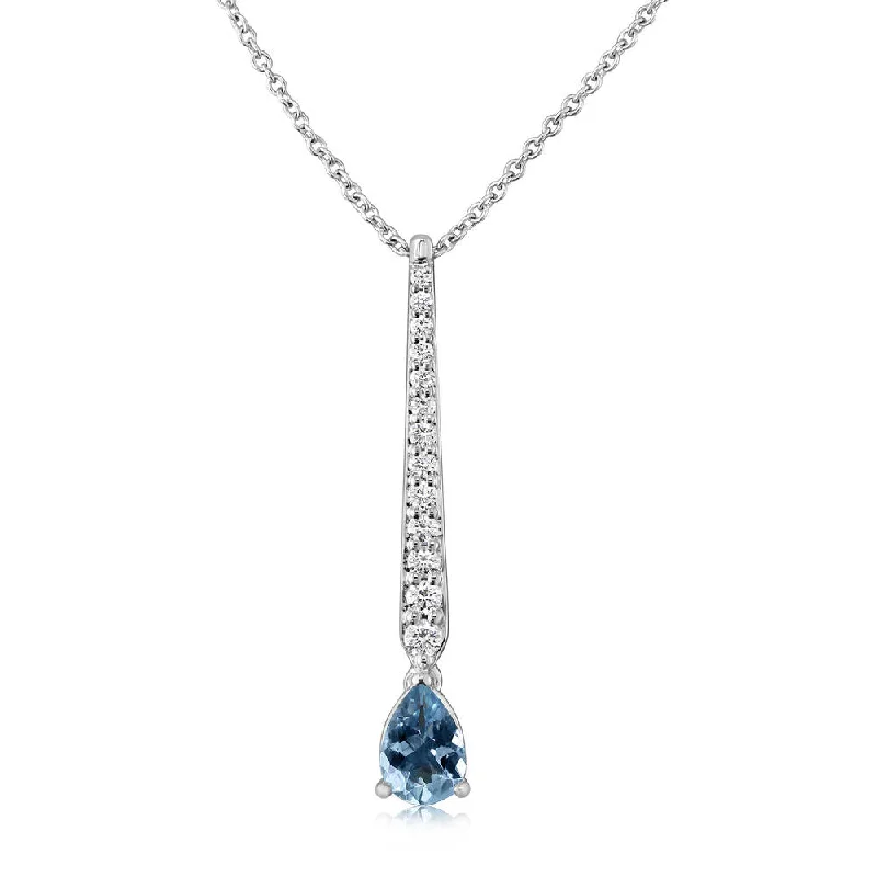 Personalized necklaces and pendants with name engravings for a custom touch-14K White Gold Aqua/Diamond Pendant