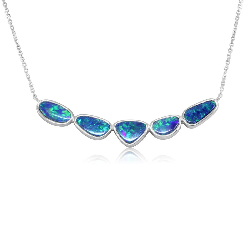 Best necklaces and pendants with personalized coordinates for a special keepsake-14K White Gold Australian Opal Doublet Necklace