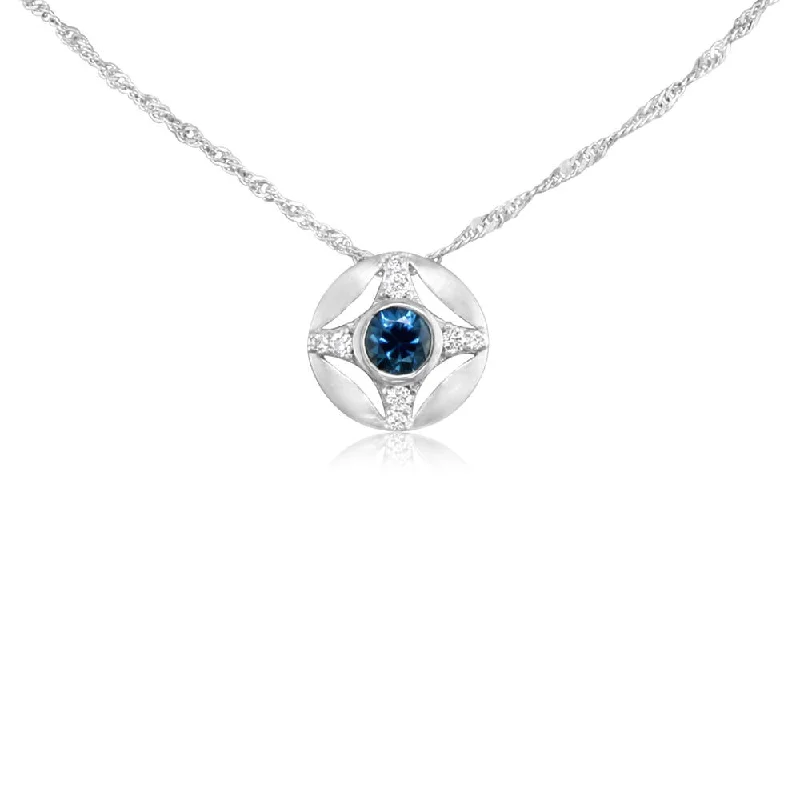 Best necklaces and pendants with sterling silver for an affordable yet stylish choice-14K White Gold Blue Zircon/Diamond Pendant