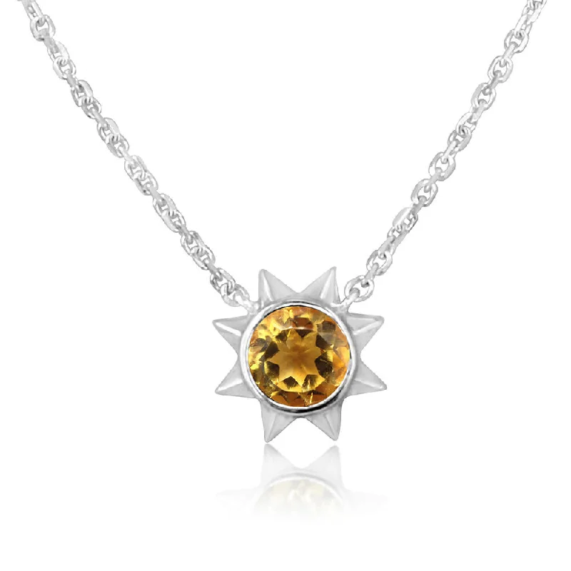 Best necklaces and pendants with art deco elements for a vintage, glamorous design-14K White Gold Citrine Sun Neckpiece