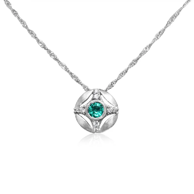 Stunning necklaces and pendants with ruby and diamond combinations for a luxurious effect-14K White Gold Emerald/Diamond Pendant