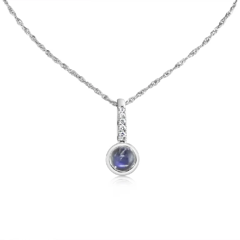 Unique necklaces and pendants with engraved messages for a sentimental gift-14K White Gold Moonstone/Diamond Pendant