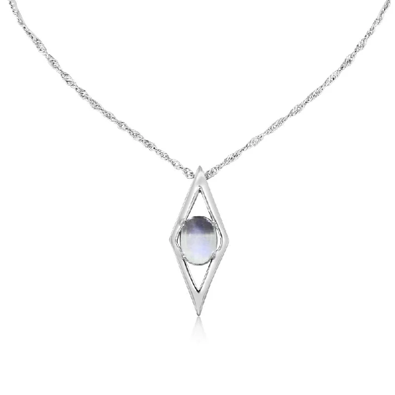 Beautiful necklaces and pendants with diamond halo settings for extra brilliance-14K White Gold Moonstone Pendant