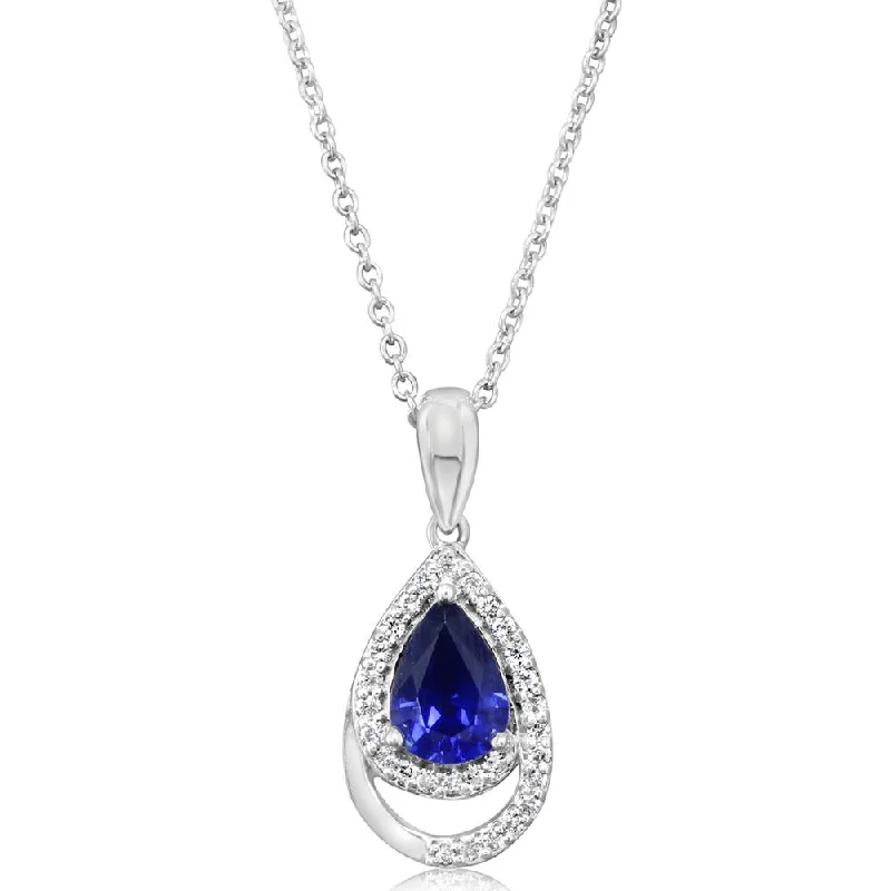 Best necklaces and pendants with intricate filigree for vintage-inspired elegance-14K White Gold Sapphire/Diamond Pendant