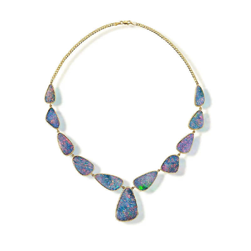 Trendy necklaces and pendants with statement pieces for a bold fashion statement-14K Yellow Gold Australian Opal Doublet Neckpiece