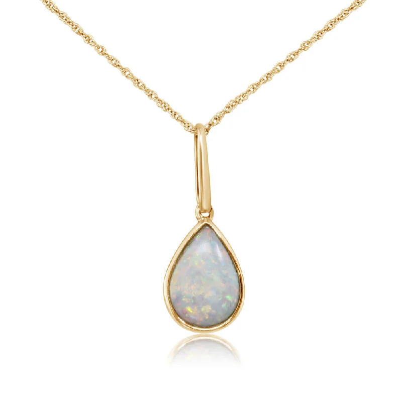 Necklaces and pendants with sun and moon motifs for a celestial-inspired design-14K Yellow Gold Australian Opal Pendant