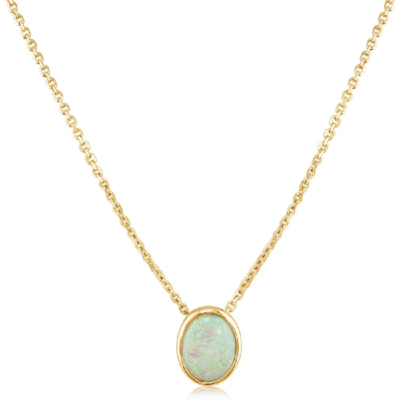 Necklaces and pendants with clear quartz for a pure and radiant look-14K Yellow Gold Australian Opal Pendant