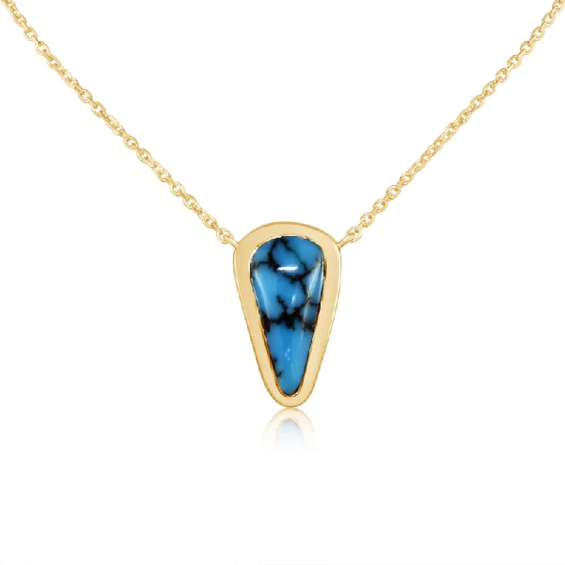 Necklaces and pendants with abstract shapes for a modern, creative appearance-14K Yellow Gold Egyptian Turquoise Neckpiece