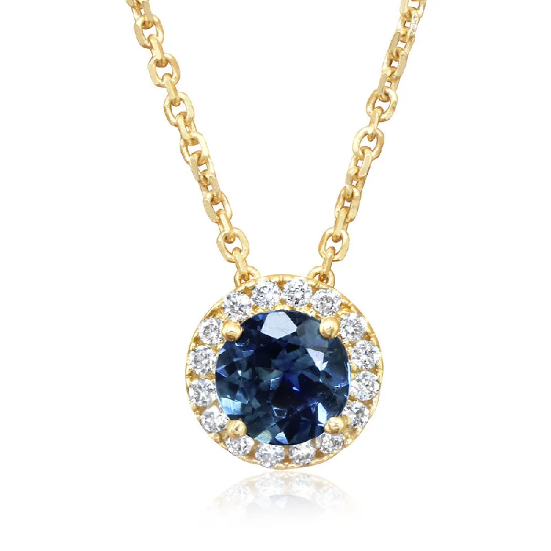 Necklaces and pendants with custom designs for a completely unique jewelry piece-14K Yellow Gold Montana Sapphire/Diamond Pendant