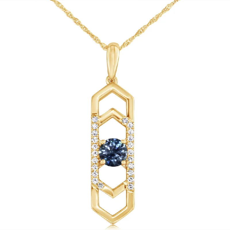 Best necklaces and pendants with oval pendants for a classic, elegant shape-14K Yellow Gold Montana Sapphire/Diamond Pendant