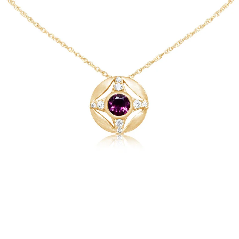 Unique necklaces and pendants with vintage-inspired designs for timeless appeal-14K Yellow Gold Rhodolite Garnet/Diamond Pendant