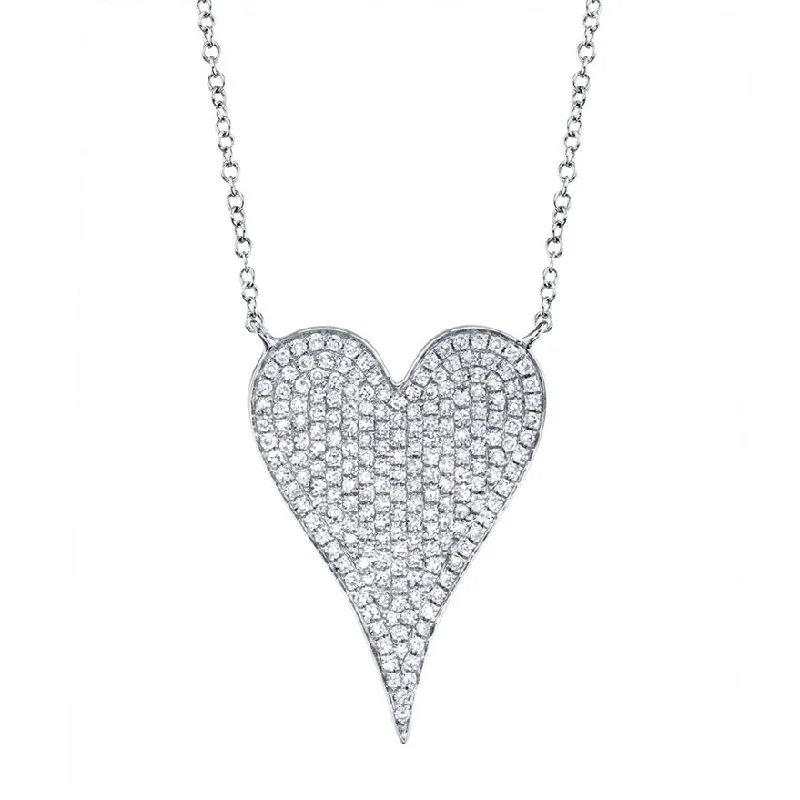 Necklaces and pendants with feather designs for a boho-chic, carefree vibe-14KT GOLD 0.43 CTW DIAMOND PAVE HEART NECKLACE