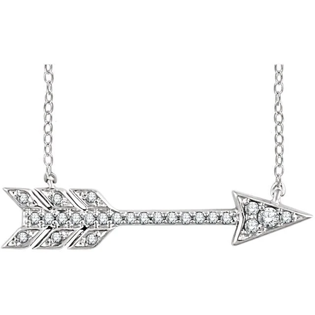 Necklaces and pendants with feather designs for a boho-chic, carefree vibe-14KT Gold 1/10 CTW Diamond Arrow Necklace