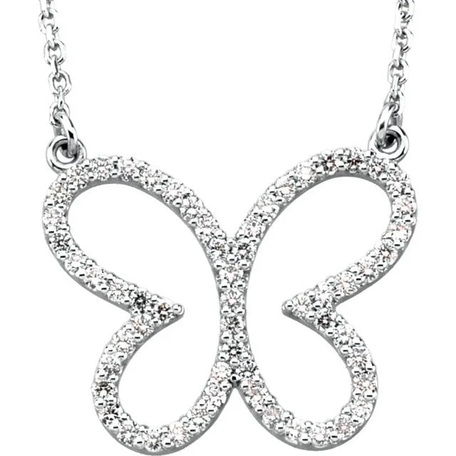 Stylish necklaces and pendants with diamonds for a glamorous and elegant look-14KT GOLD 1/4 CTW DIAMOND BUTTERFLY 16" NECKLACE