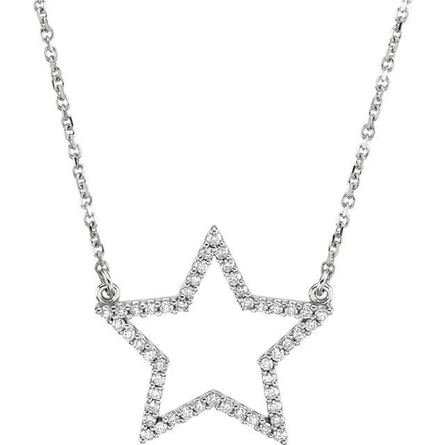 Elegant necklaces and pendants with gold chains for a chic, timeless appearance-14KT GOLD 1/4 CTW DIAMOND STAR 16" NECKLACE