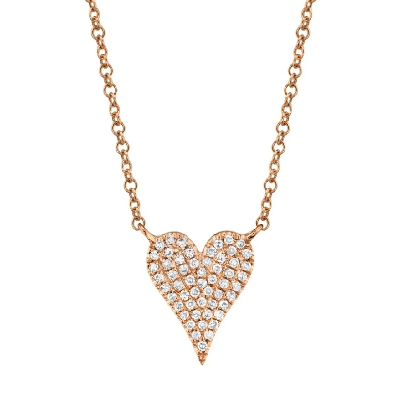 Beautiful necklaces and pendants with butterfly motifs for a whimsical style-14KT GOLD 0.11 CTW DIAMOND PAVE HEART NECKLACE