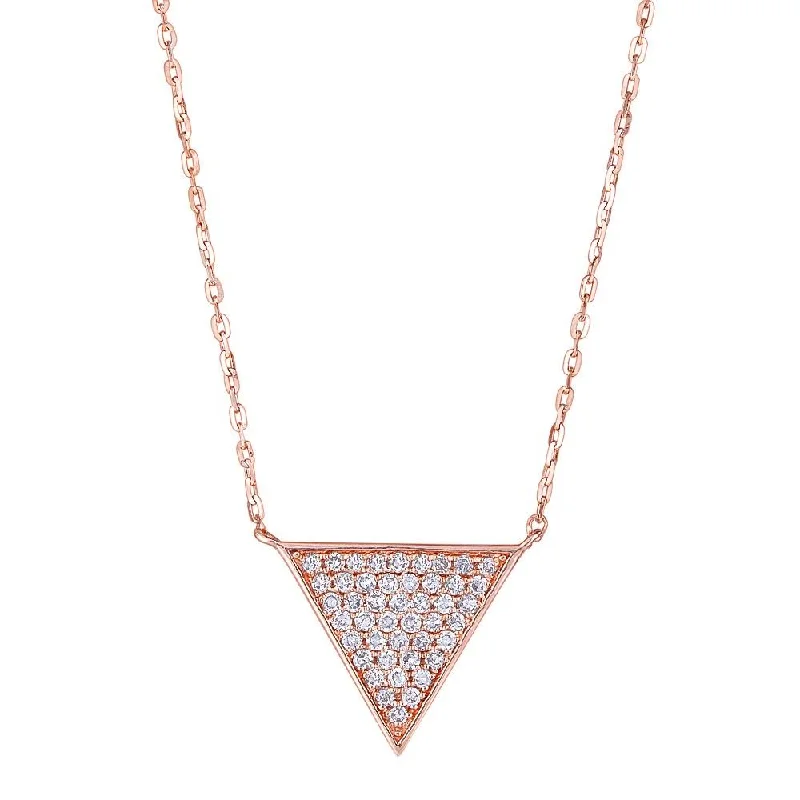 Beautiful necklaces and pendants with diamond-encrusted designs for maximum sparkle-EMILIQUE 14KT GOLD .18 CTW DIAMOND PAVE TRIANGLE NECKLACE