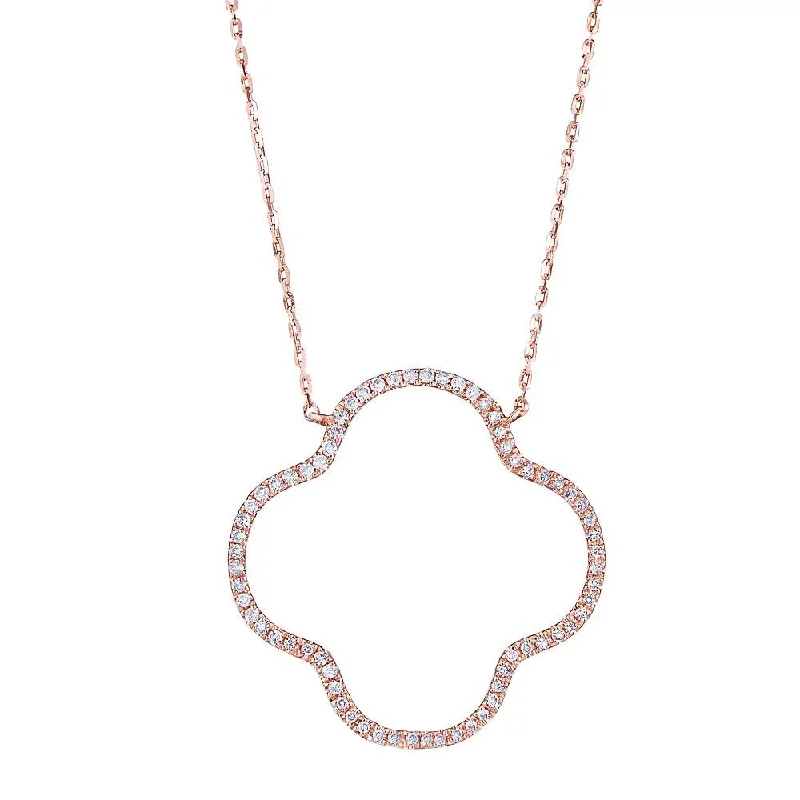 Best necklaces and pendants with infinity hearts for a romantic, eternal symbol-Emilique 14KT Gold .22 CTW Round Diamond Open Clover Necklace