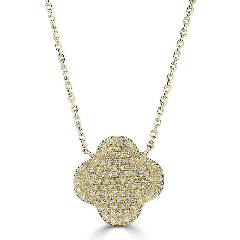 Necklaces and pendants with abstract shapes for a modern, creative appearance-EMILIQUE 14KT GOLD 3/8 CTW ROUND DIAMOND CLOVER NECKLACE