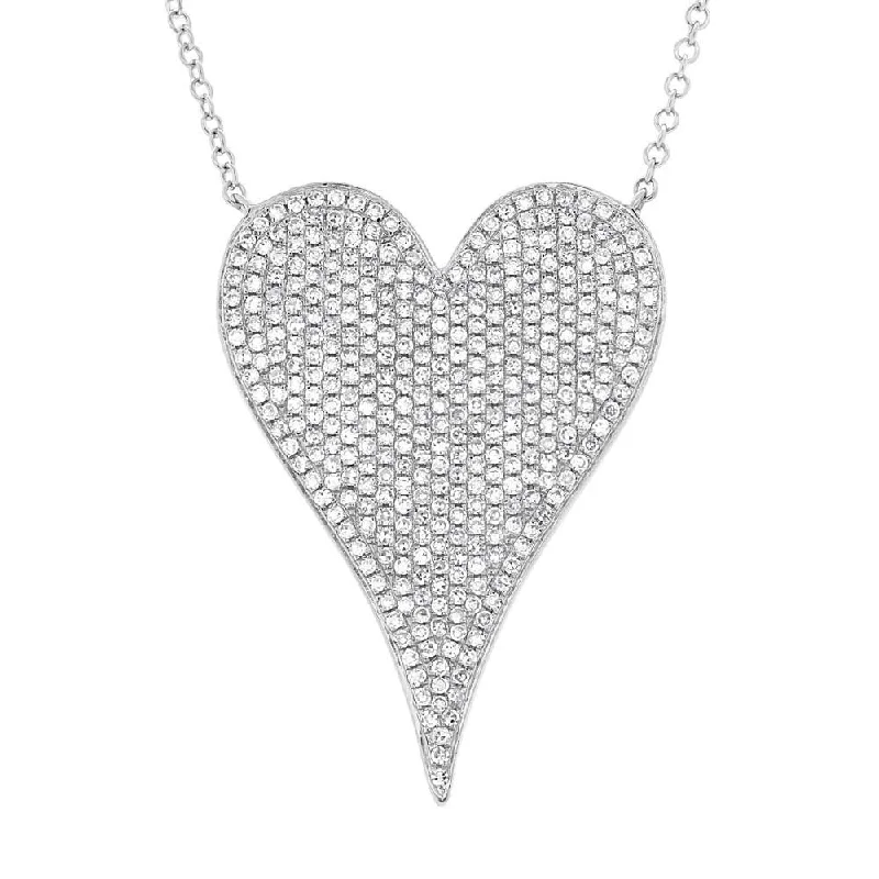 Personalized necklaces and pendants with coordinates for a meaningful location-based gift-14KT GOLD 0.83 CTW DIAMOND PAVE HEART NECKLACE