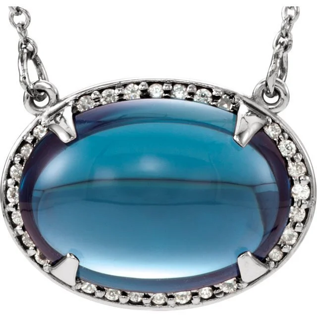 Best necklaces and pendants with cubic zirconia for a budget-friendly dazzling effect-14KT GOLD LONDON BLUE TOPAZ & DIAMOND HALO NECKLACE