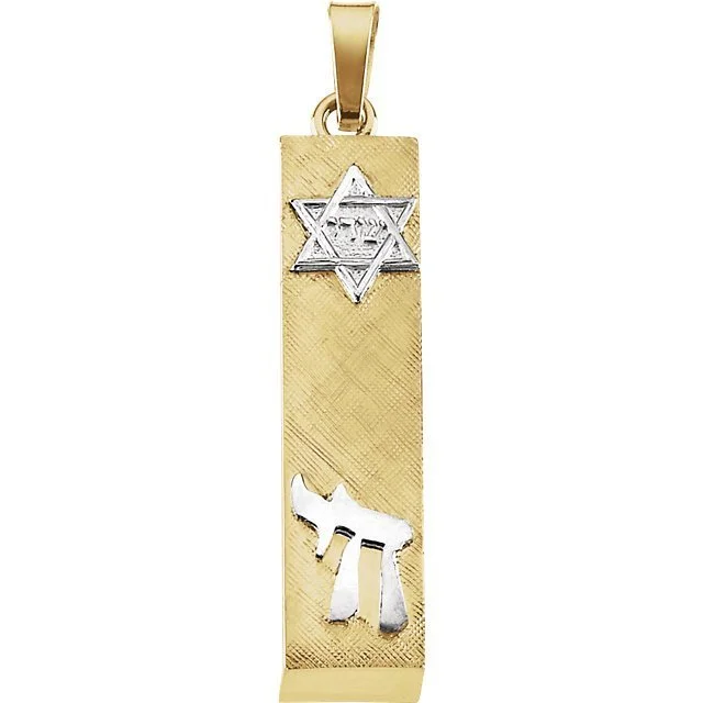 Simple necklaces and pendants with tiny charms for a delicate and casual vibe-14KT Two-Tone Gold Mezuzah Pendant