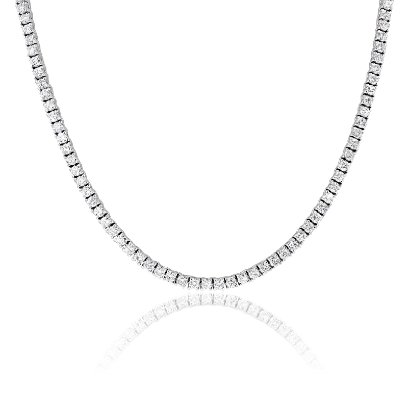 Beautiful necklaces and pendants with layered chains for a fashionable, chic look-14KT WHITE GOLD 16.86 CTW ROUND DIAMOND 17" TENNIS NECKLACE