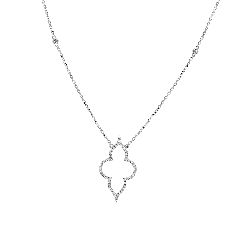 Best necklaces and pendants with gemstone clusters for a bold and colorful effect-14KT White Gold .40 CTW Diamond Moroccan Pendant