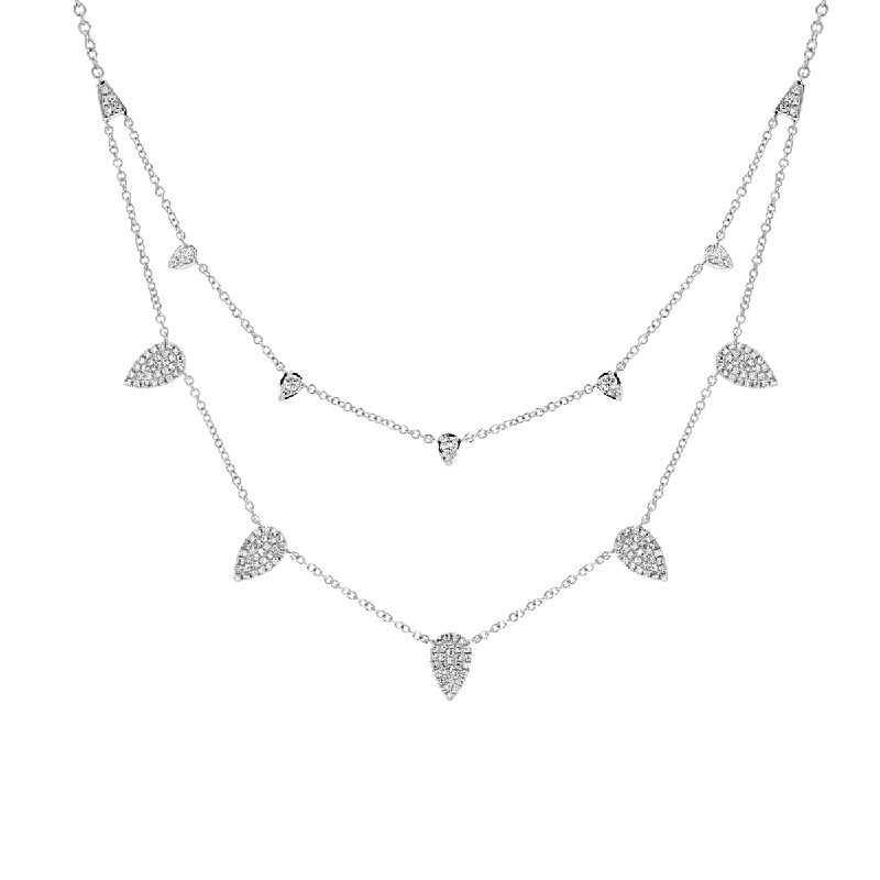 Best necklaces and pendants with zodiac signs for a celestial, astrology-inspired vibe-14KT White Gold .50 CTW Diamond Pave Pear Shape 2-Row Necklace