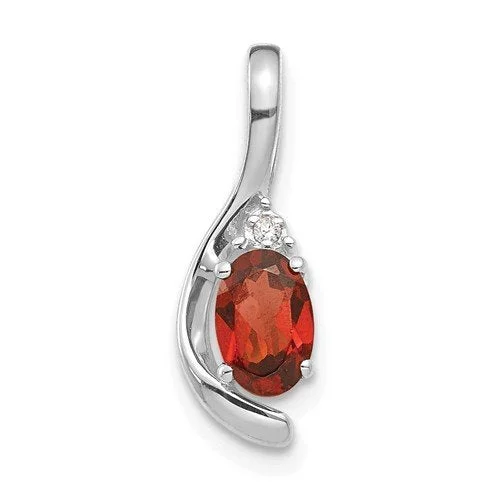 Beautiful necklaces and pendants with diamond-encrusted designs for maximum sparkle-14KT WHITE GOLD 0.55 CT GARNET & DIAMOND PENDANT