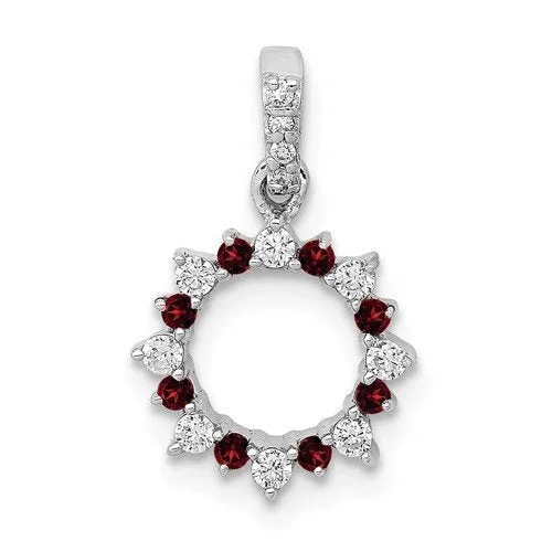 Beautiful necklaces and pendants with geometric shapes for a modern, artistic design-14KT WHITE GOLD GARNET & DIAMOND FLOWER PENDANT