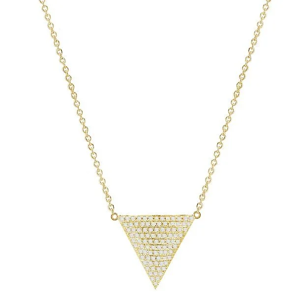 Necklaces and pendants with sun and moon motifs for a celestial-inspired design-14KT YELLOW GOLD 1/7 CTW PAVE DIAMOND TRIANGLE PETITE NECKLACE