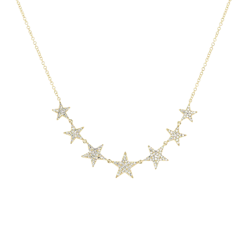 Best necklaces and pendants with floral designs for a feminine and elegant feel-14KT Yellow Gold .35 CTW Diamond Pave Multi Star Necklace