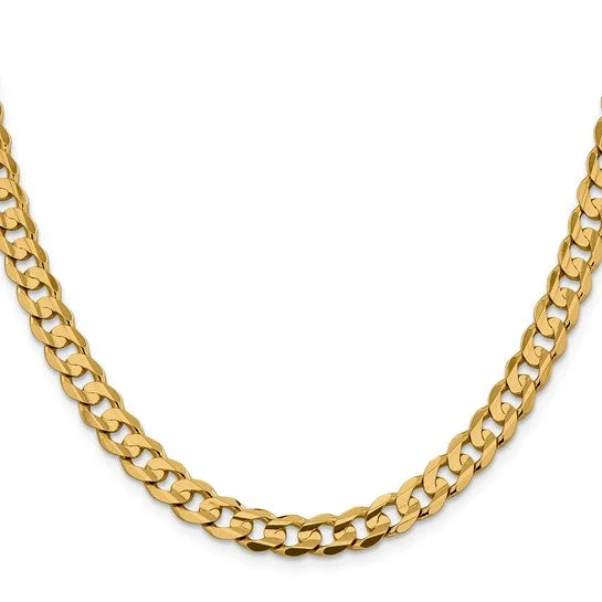 Elegant necklaces and pendants with diamond accents for added sparkle-MEN'S 14KT YELLOW GOLD 7.5MM CONCAVE OPEN CURB CHAIN - 3 LENGTHS AVAILABLE