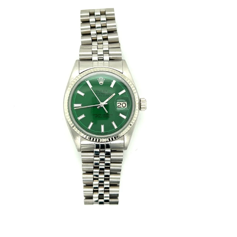 Necklaces and pendants with enamel accents for a colorful, eye-catching appearance-1973 Rolex Datejust 36 Green 2