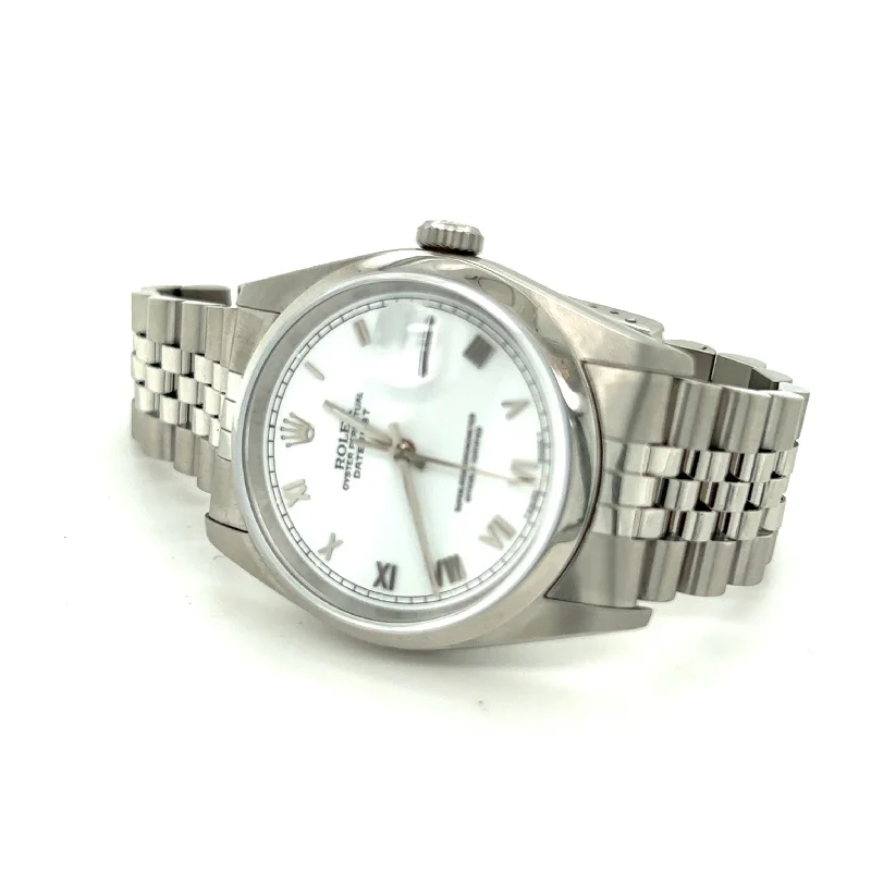 Best necklaces and pendants with statement designs for a fashionable accessory-1991 Rolex Datejust 36 White Raised Roman