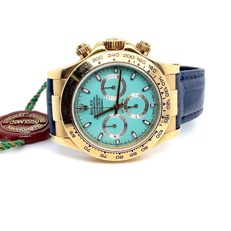 Best necklaces and pendants with opal and gold for a vibrant, luxurious contrast-2001 Rolex Daytona Reference 116518 Custom Turquoise Dial and Rare Tahitian Birth Dial