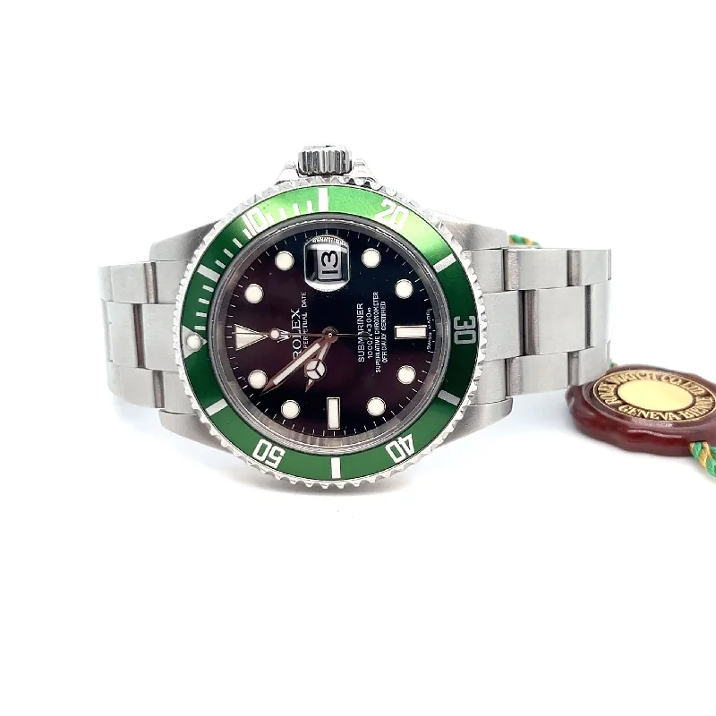 Best necklaces and pendants with vintage coin pendants for a unique accessory-2005 Rolex Submariner Kermit Ref 16610LV Complete Open Certificate