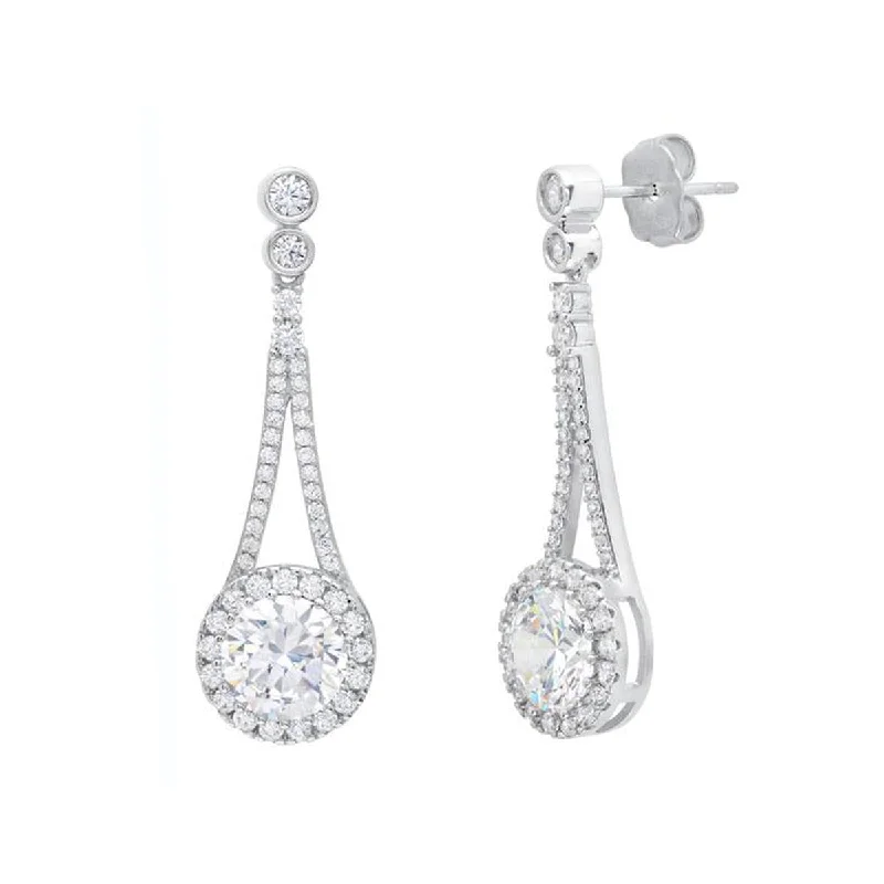 Hypoallergenic Drop Earrings for Sensitive -Andrew Prince by Crislu Crystal Drop Halo Earrings