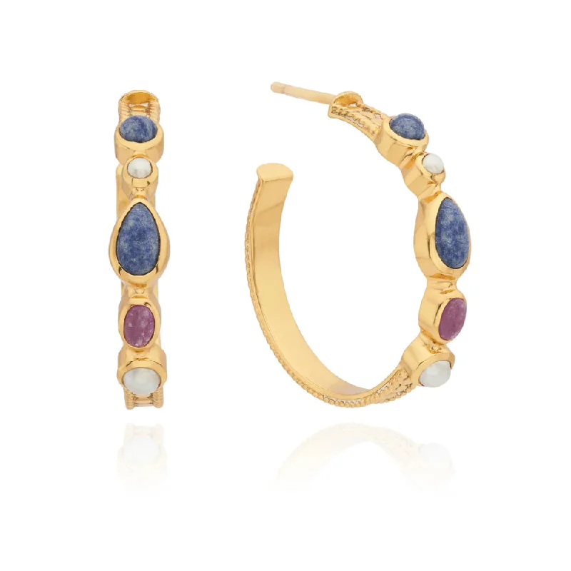 Hippie Drop Earrings with Beads -Anna Beck Multi-Stone Hoop Earrings