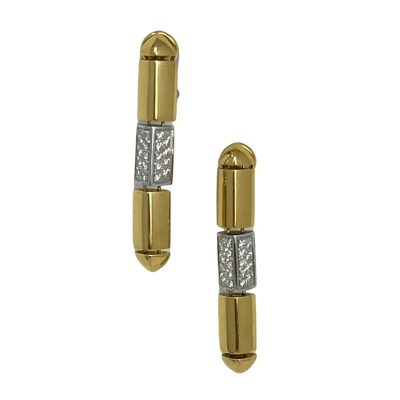 Drop Earrings for Valentine's Day -Antonini 18K Gold and Platinum Drop Earrings with 36 Round Diamonds