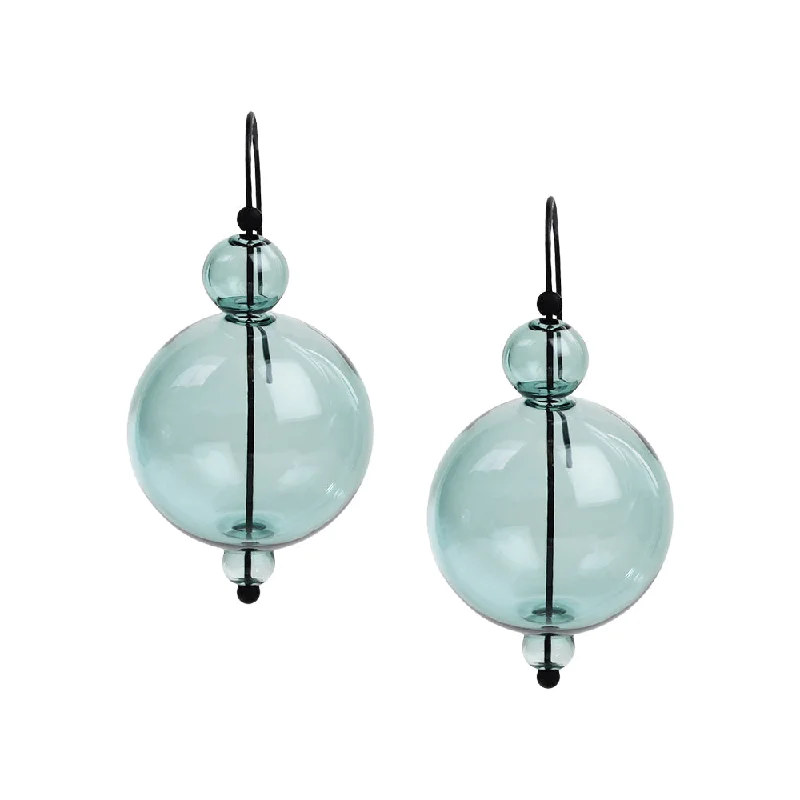 Tarnish Resistant Drop Earrings for Longevity -Aqua Bubble Glass Scoop Earrings