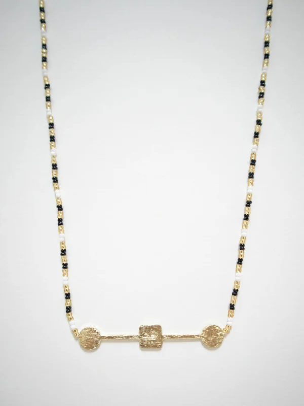 Necklaces and pendants with lock and key designs for a symbolic gesture-Axis Beaded Necklace - Gold