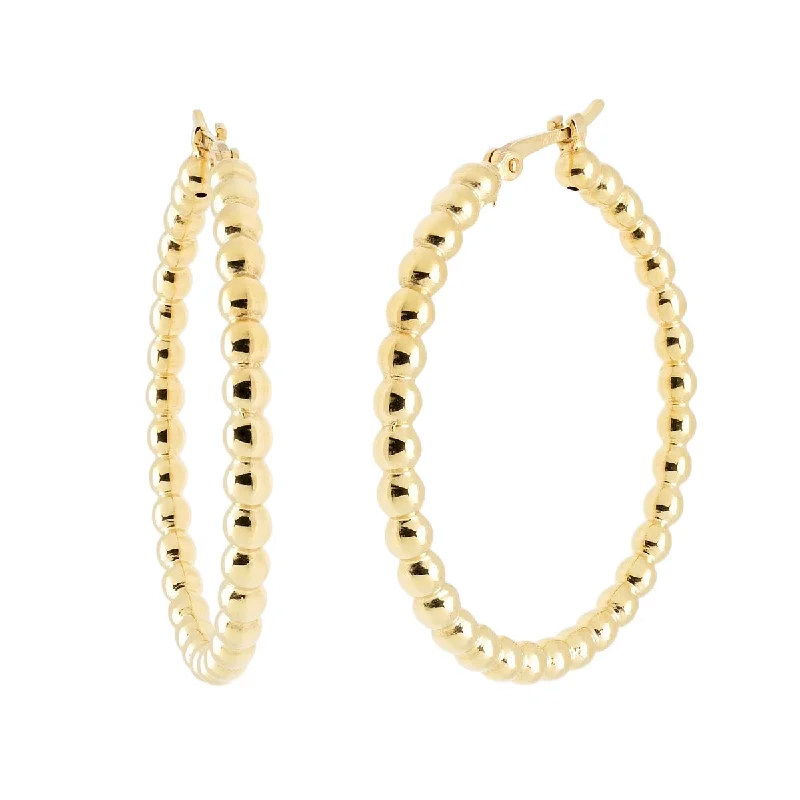 Minimalist Drop Earrings with Simplicity -Bead Hoop Earrings in 14kt Yellow Gold