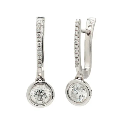 Drop Earrings for Mother's Day -Bezel Diamond Drop Earrings in 14kt White Gold (1 1/10ct tw)