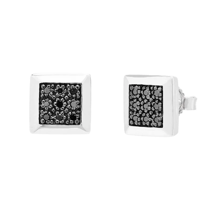 Drop Earrings with Animal Motifs -Black Diamond Earrings in 10kt White Gold (1/10ct tw)