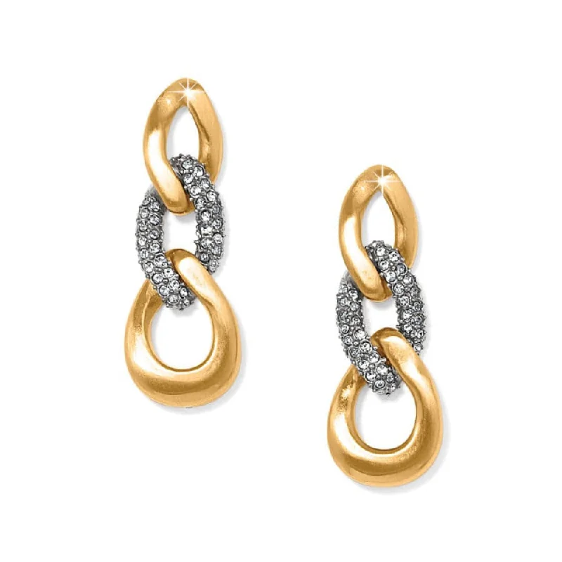 Drop Earrings for Formal Attire -Brighton Cleo Pave Link Post Drop Earrings